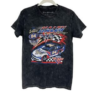 Officially Licensed Van Halen Racing T-Shirt 1984 Black Acid Wash Small NWOT